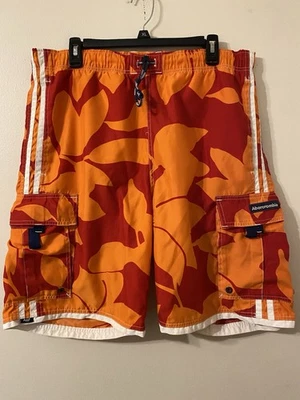 Mens Orange Red Floral Abercrombie & Fitch Lined Swim Trunks Size Large - Image 1 of 4