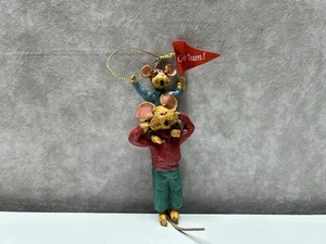 Ceramic Christmas Ornament Son On Father Mouse Shoulders Go Team Kurt S Adler - Picture 1 of 4