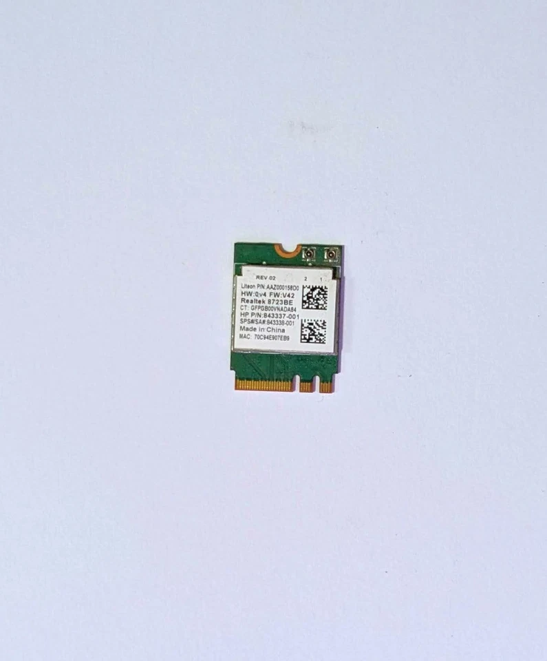 SCHEDA RETE REALTEK RTL8723BE 843337-001 WIFI M.2 BT 5.0 802.11ac AC 9560 NGW - Immagine 1 di 2