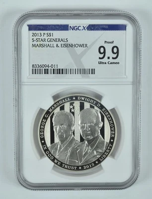 2013-P 5 Star Generals Commemorative Silver Dollar Proof 9.9 UCAM NGC X NGCX - Image 1 of 4