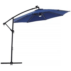 10 ft. Outdoor Cantilever Solar LED Patio Offset Hanging Umbrella in Blue - Picture 1 of 3