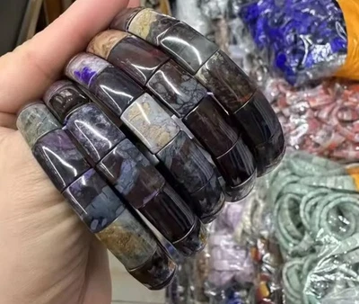 Natural Sugilite Rectangle Beads Bangle Bracelet - Image 1 of 3