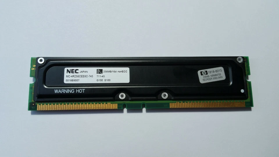 HP 1818-8015 / NEC MC-4R256CEE6C-745 RAMbus DRAM 184-pin - Image 1 of 1