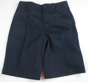 LANDS END Navy School Uniform Plain Front Blended Chino Shorts Boys 18 NEW - Picture 1 of 7