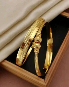Conjunto de brazaletes étnicos indios Bollywood chapados en oro joyería de moda - Imagen 1 de 3