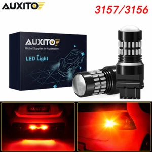 AUXITO 3157 LED Red 3156 3457 Brake Stop Parking Rear Light Safety Bulbs Canbus - Picture 1 of 11