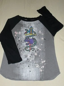 EUC Junior's Dragonfly Rock N Roll Vision SNAKE WILDCAT 3/4 Sleeve T-Shirt XL - Picture 1 of 5