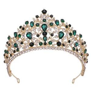 Corona diadema cristallo grande alta 7,3 cm matrimonio regina principessa ballo 5 colori - Foto 1 di 13