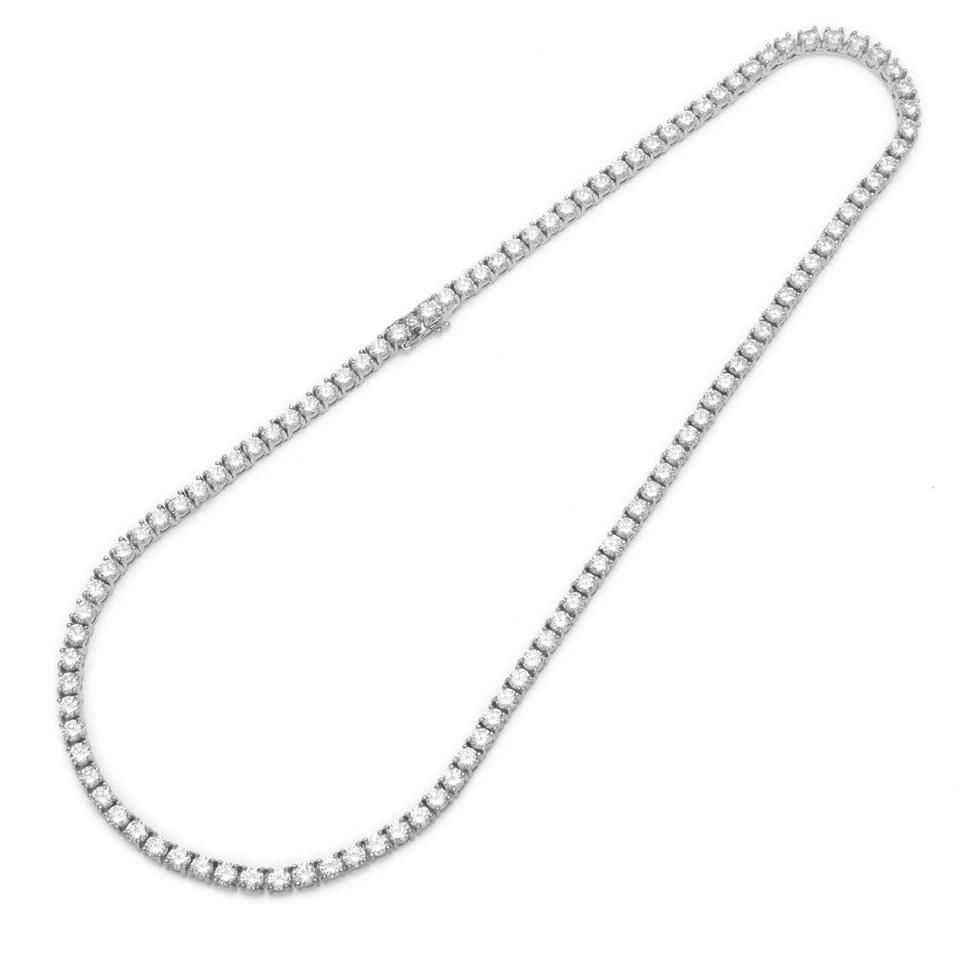 COLLANA TENNIS IN ARGENTO 925 RODIATO CON ZIRCONI BIANCHI DA 3 MM UOMO DONNA - Immagine 1 di 4