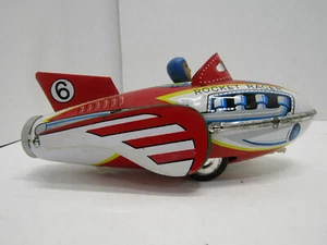 OLD METAL TIN ROCKET RACER FRICTION WORKS SPACE TOY - Picture 1 of 5