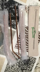 Trinkhalme Metall Kupferfarben 8 Stück Aufbewahrunfsbeutel Neu - Bild 1 von 1