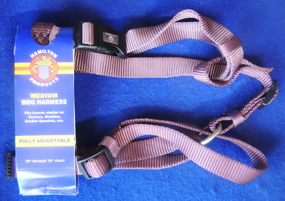 Arnés de nailon para perros mediano púrpura Hamilton Products ajustable 20"-30" pecho nuevo con etiquetas Foto 1 de 1
