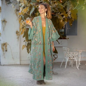 Kimono Duster Vacanze Festività Velluto Nebbioso Taglia Unica...1X 2X. - Foto 1 di 4