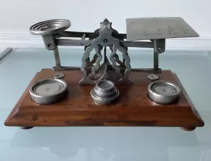 Antique Victorian Sampson Mordan Postal Letter Balance Scales 5 Original Weights - Picture 1 of 9