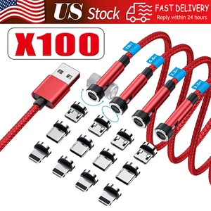 180°+360° Rotate Magnetic Charger Cable Phone Fast Charging Type C Micro USB Lot - Picture 1 of 15