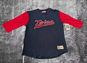 MLB Mitchell & Ness Minnesota Twins 3/4 Sleeve Raglan Tee Stitched Jersey XXL  - Picture 1 of 5
