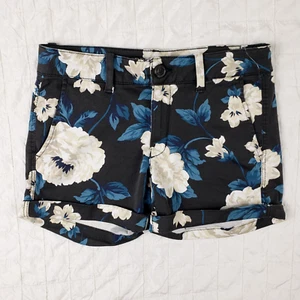 Pantaloncini midi donna American Eagle neri floreali cotone elasticizzato casual nuovi senza etichette - Foto 1 di 10