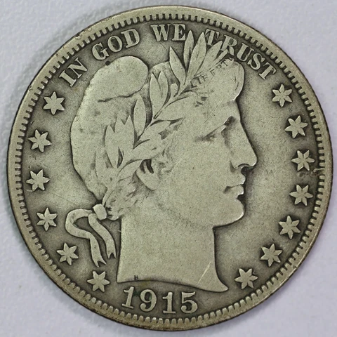 1915-D 50c Barber Half Dollar - VF Cover