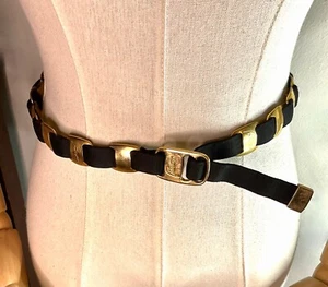 Vintage Stoffband & Messing Links Puerram Gürtel 27 Zoll-31 Zoll x 1 Zoll - Bild 1 von 5