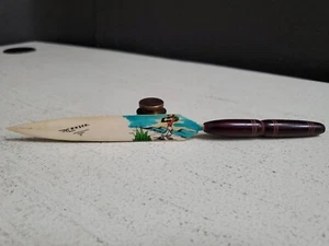 Vintage MEXICO Faux Bone and Wood Handle Hand Painted Souvenir Letter Opener - Picture 1 of 7