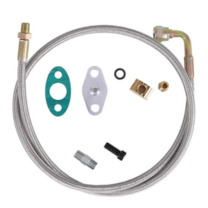 Turbo Oil Feed Line Kit T3 T4 T60 T61 T70 1/8 PNT 90 Degree 41" AN4 4AN - Bild 1 von 9