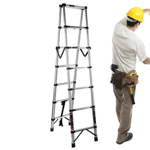 Portable Foldable 8.5 Ft Telescoping Ladder, A Frame Extension Ladder - Picture 1 of 11