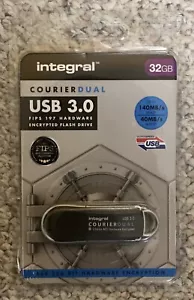 Integral Courier Dual 32GB USB 3.0 FIPS 197 Hardware Encrypted Flash Drive NOS - Picture 1 of 2