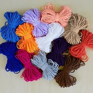 1/8" 3mm Redondo Suave Elástico Cordón Rosa Verde Negro Azul Hágalo Usted Mismo Máscara 20 Yardas  - Imagen 1 de 9