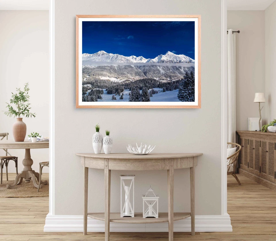Mountain Print, Forest Wall Art, Winter Framed Nature Wall Art, Natural - Image 1 of 1