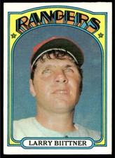 1972 Topps 122 Larry Biittner   Texas Rangers  RC Baseball Card