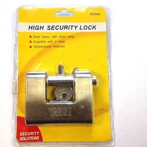 Massives Messing/Edelstahl ummanteltes Panzer-Vorhängeschloss mit 3 Schlüsseln - 80 mm - Bild 1 von 1