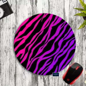 PINK & PURPLE ZEBRA ANIMAL PRINT 8" ROUND PC LAPTOP MOUSE PAD DESK MAT WORK GIFT - Picture 1 of 1