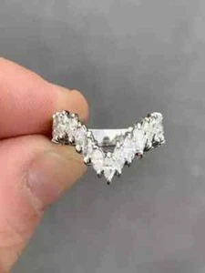 2Ct Marquise Cut Diamond Lab-Created Women's Wedding Ring 14K White Gold Plated - Picture 1 of 7