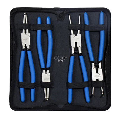 Sprengringzange Seegeringzange Set Sicherungszangen 300mm 4 tlg Innen-Außen - Bild 1 von 4