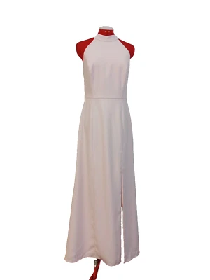Vestido maxi feminino DEPOIS DE SEIS gola alta fenda lateral pêssego totalmente forrado EUA 12 US$ 248 - Imagem 1 de 4