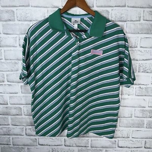 Lacoste Live Damen Baumwolle Streifen Print Polo Top Grün Größe XL 12 EUR 44 NEU - Bild 1 von 9