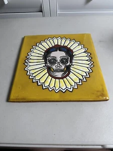Dia De Los Muertos Large Tile, Skull Mexican Folk Art Talavera Tile 11.5 - Picture 1 of 7