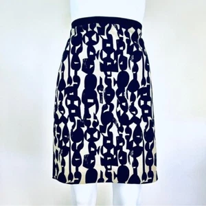 Dalia Collection Cotton Abstract Tan Black Cream Abstract A Line Skirt Size 2 - Picture 1 of 3