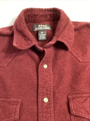Moose Creek Burgundy Heavy Flannel Mens Outdoor Shirt M Pearl Snap Long Sleeve - Image 1 of 4
