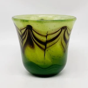 Jarrón de vidrio vintage 1978 Meredith Wenzel Studio pluma arte - Imagen 1 de 8