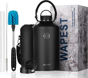 One Gallon Water Bottle - 128 Oz Large Water Jug Double Walled Vacuum Stainless - Picture 1 of 9