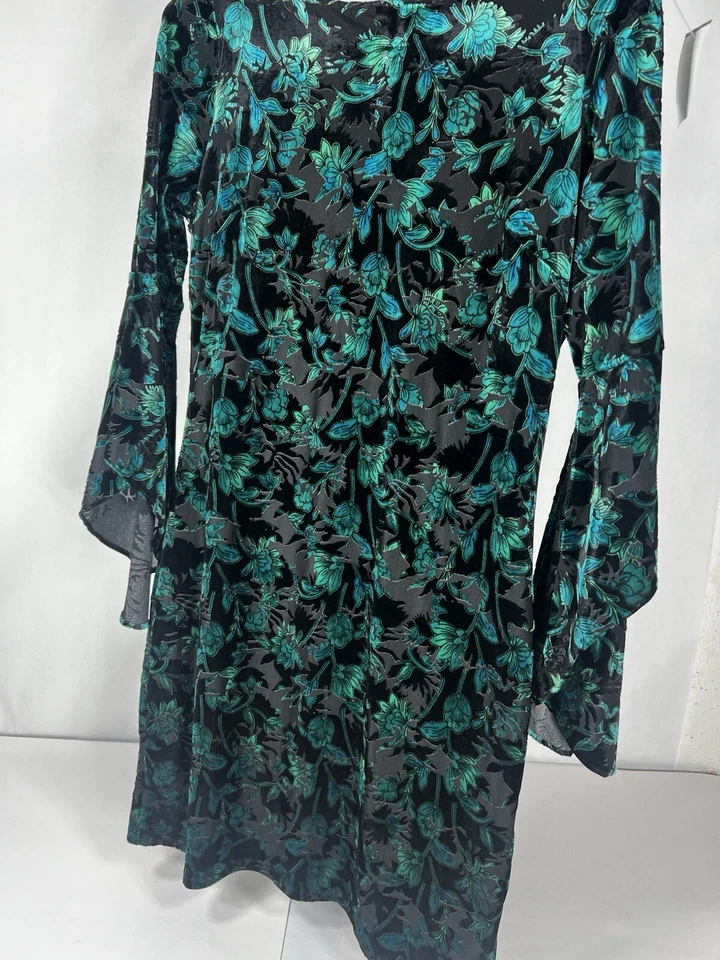 Vestido The Limited Collection Burnout Paisley Terciopelo Manga Campana Bruja S Foto 1 de 4