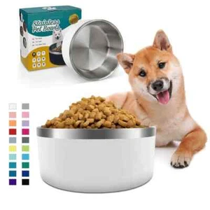 iKitchen Dog Pet Water Food Bowl White 40oz Small Medium Large Dogs Cats etc. - Picture 1 of 5
