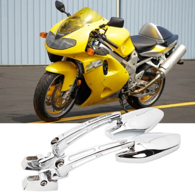 Par de espejos retrovisores laterales cromados para carreras de motocicleta para Suzuki TL1000R TL1000S Foto 1 de 4