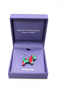 Silver Necklace Scottish Westie Design Genuine Heather Gems Sterling 18 Inch - Picture 1 of 24