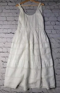 Alice Olivia Myrtle White Lace Insert Pintucked Sleevless Cotton Dress Size 10 - Picture 1 of 12