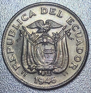 1946 Republica del Ecuador 5 Centavos Coin - Picture 1 of 2