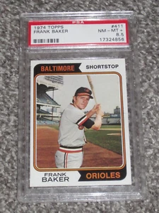 1974 Topps Baseball #411 Frank Baker Baltimore Orioles PSA 8.5 NM-MT+ NQ 411 - Picture 1 of 2