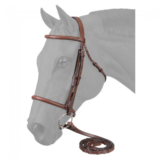 EquiRoyal Premium Leather Raised Snaffle Bridle With Laced Reins