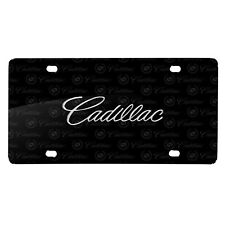 Plaque signalétique Cadillac Script 3D sur motif logo plaque d'immatriculation en aluminium noir